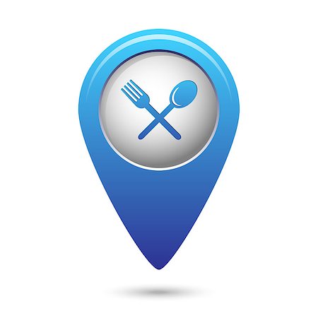 simsearch:400-07982013,k - Map pointer with fork and spoon icon in vector Foto de stock - Super Valor sin royalties y Suscripción, Código: 400-07746429