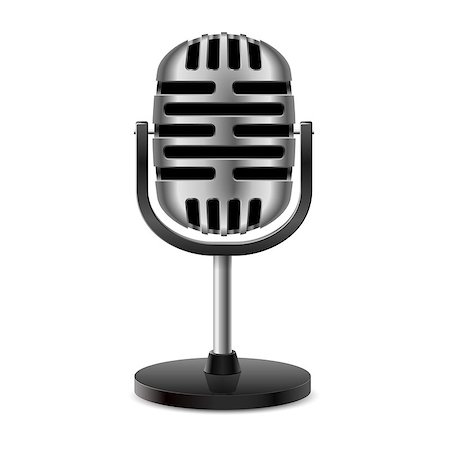 simsearch:400-04348398,k - The silver metal vintage retro isolated microphone. Fotografie stock - Microstock e Abbonamento, Codice: 400-07746441