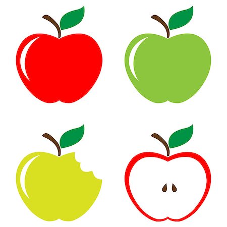 simsearch:400-04994957,k - Set of red green half and bitten apples in vector Foto de stock - Super Valor sin royalties y Suscripción, Código: 400-07746455