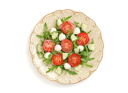 simsearch:400-07485939,k - salad with tomatoes and mozzarella isolated Stock Photo - Budget Royalty-Free & Subscription, Code: 400-07746492