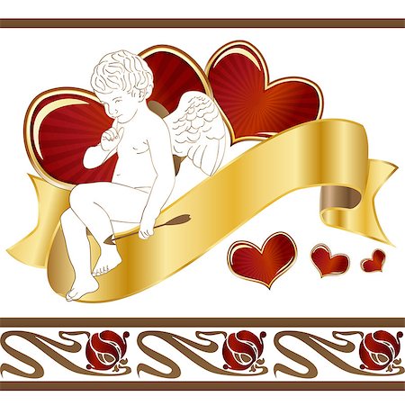 simsearch:400-07955839,k - Vector of pretty little Cupid with arrow and hearts Stockbilder - Microstock & Abonnement, Bildnummer: 400-07746568