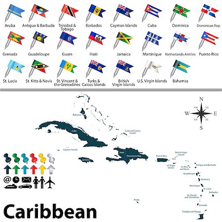 Vector political maps with flags of Caribbean on white background Photographie de stock - Aubaine LD & Abonnement, Code: 400-07746590