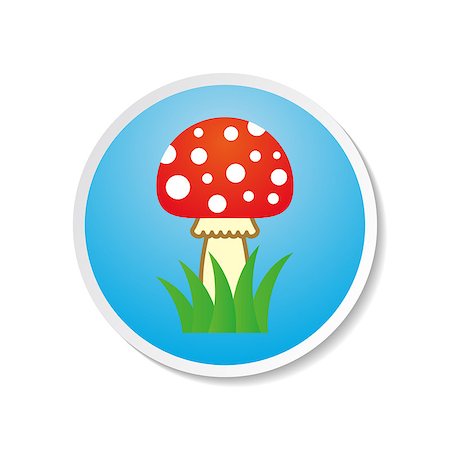 simsearch:400-04227194,k - Cute colorful vector amanita icon on blue label Stock Photo - Budget Royalty-Free & Subscription, Code: 400-07746609