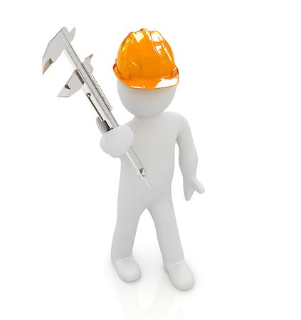 3d man engineer in hard hat with vernier caliper on a white background Stockbilder - Microstock & Abonnement, Bildnummer: 400-07746858