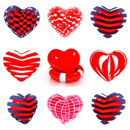 rubber nurse - Set of 3d beautiful red heart on a white background Stock Photo - Budget Royalty-Free & Subscription, Code: 400-07746871