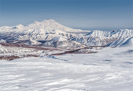 View of Nalychevo Nature Park and Zhupanovsky volcano. Kamchatka, Far East. Russia Stock Photo - Budget Royalty-Free & Subscription, Code: 400-07747029