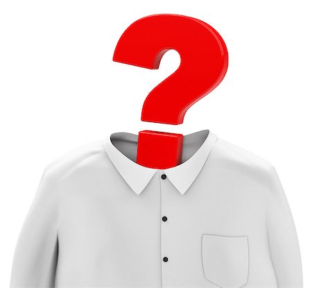 simsearch:400-07749657,k - 3d generated picture of a white shirt and a question mark instead a human head Photographie de stock - Aubaine LD & Abonnement, Code: 400-07747231