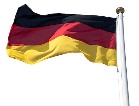 simsearch:400-05143182,k - Germany flag flying in the wind isolated on white with clipping path Stock Photo - Budget Royalty-Free & Subscription, Code: 400-07747305