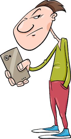 Cartoon Illustration of Man Shooting or Filming with Smartphone Stock Photo - Budget Royalty-Free & Subscription, Code: 400-07747334