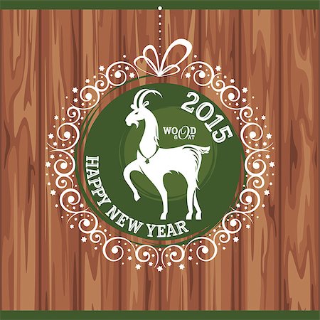 New year greeting card with goat vector illustration Stock Photo - Budget Royalty-Free & Subscription, Code: 400-07747692