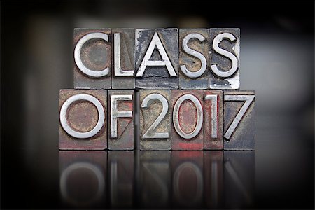 The words Class of 2017 written in vintage letterpress type Stock Photo - Budget Royalty-Free & Subscription, Code: 400-07747872