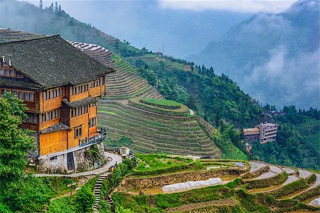 simsearch:862-03351790,k - Inn overlooking the village of Longsheng in Guangxi Province, China. Stock Photo - Budget Royalty-Free & Subscription, Code: 400-07748056