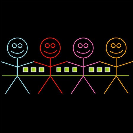 family stick figures - Four happy stick figures with house Stock Photo - Budget Royalty-Free & Subscription, Code: 400-07748160