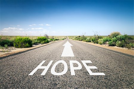 simsearch:400-07892835,k - An image of a road to the horizon with text hope Stock Photo - Budget Royalty-Free & Subscription, Code: 400-07748352