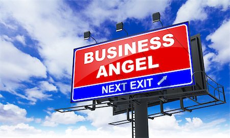 simsearch:400-07832378,k - Business Angel - Red Billboard on Sky Background. Business Concept. Photographie de stock - Aubaine LD & Abonnement, Code: 400-07748709