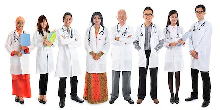 Multiracial diversity Asian doctors, medical team standing isolated on white background. Stock Photo - Budget Royalty-Free & Subscription, Code: 400-07748784