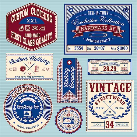 simsearch:400-08919868,k - vector set of vintage labels for stylish clothes Foto de stock - Royalty-Free Super Valor e Assinatura, Número: 400-07749010