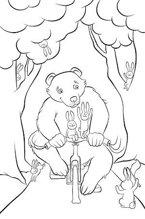 funny bikers pictures - brown bear is racing on the bicycle in the forest Stock Photo - Budget Royalty-Free & Subscription, Code: 400-07749148