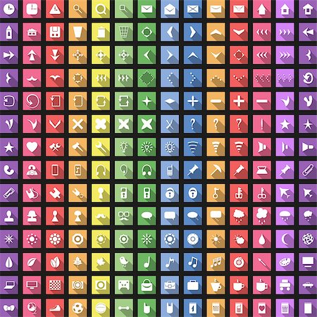 simsearch:400-08041191,k - Modern flat icon set, vector collection with long shadow for web and mobile applications Stock Photo - Budget Royalty-Free & Subscription, Code: 400-07749161