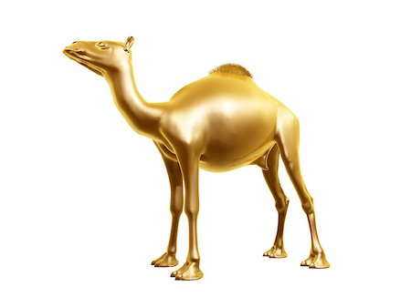golden camel stands isolated on white background Stock Photo - Budget Royalty-Free & Subscription, Code: 400-07749225