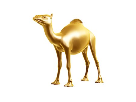 golden camel stands isolated on white background Stock Photo - Budget Royalty-Free & Subscription, Code: 400-07749226