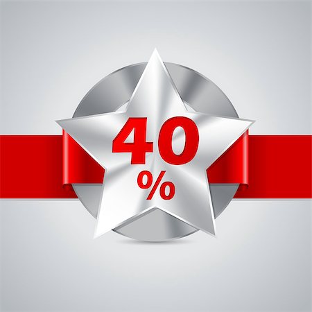 40% star shaped discount badge with red ribbon Stockbilder - Microstock & Abonnement, Bildnummer: 400-07749236