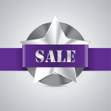 Star shaped metallic sale badge with purple ribbon Stockbilder - Microstock & Abonnement, Bildnummer: 400-07749237