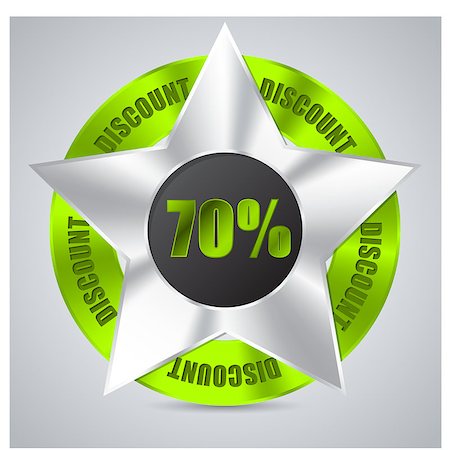 Green metallic badge with 70% discount text Stockbilder - Microstock & Abonnement, Bildnummer: 400-07749238