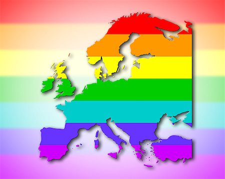 rainbow flag - Europe - Map, filled with a rainbow flag pattern Stock Photo - Budget Royalty-Free & Subscription, Code: 400-07749411