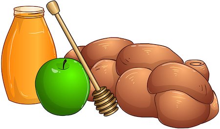 simsearch:400-09080023,k - Vector illustration of honey jar apple and chala for rosh hashanah Foto de stock - Royalty-Free Super Valor e Assinatura, Número: 400-07749545