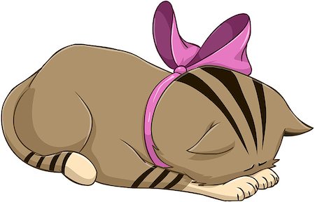 Vector illustration of a cute kitten bows in apology Stock Photo - Budget Royalty-Free & Subscription, Code: 400-07749543