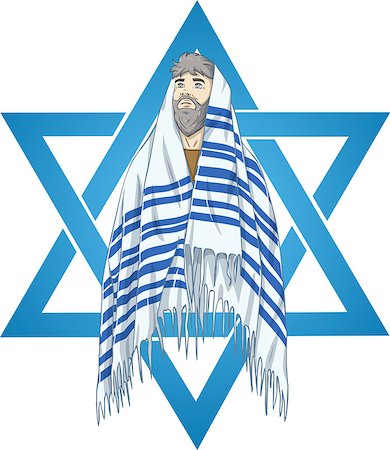 simsearch:400-08617549,k - Vector illustration of Rabbi with talit and star of david Stockbilder - Microstock & Abonnement, Bildnummer: 400-07749556