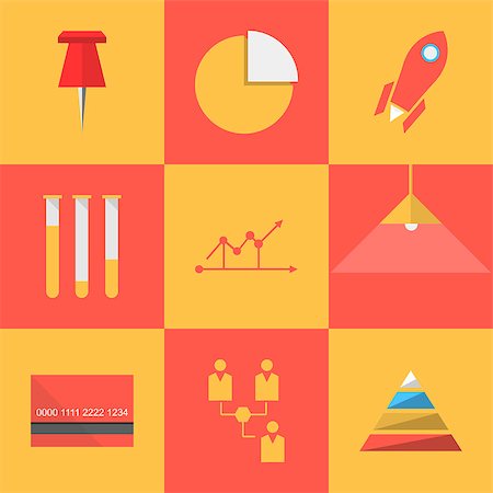 Set of vector colored square flat icons with symbols of outsourced process career organization. Fotografie stock - Microstock e Abbonamento, Codice: 400-07749559