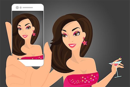 stylish woman snapshot - Brunette woman taking selfie in disco club. Stock Photo - Budget Royalty-Free & Subscription, Code: 400-07749589