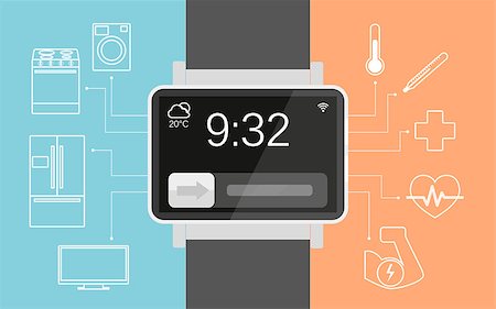 reloj digital - Vector illustration of functionality electronic intelligence wristwatch for people Foto de stock - Super Valor sin royalties y Suscripción, Código: 400-07749592