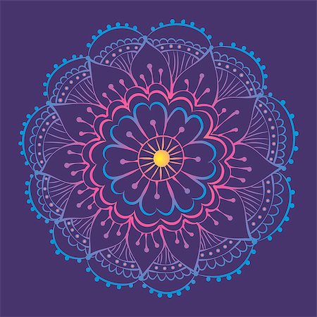 single geometric shape - traditional indian mehndi style flower with gradient Stock Photo - Budget Royalty-Free & Subscription, Code: 400-07749642