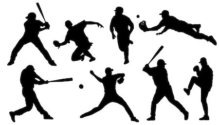 baseball sihouettes on the white background Stock Photo - Budget Royalty-Free & Subscription, Code: 400-07749658