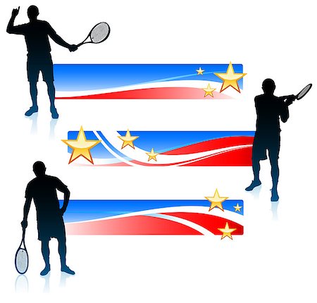 Tennis Player and United States Banner Set Original Vector Illustration Stock Photo - Budget Royalty-Free & Subscription, Code: 400-07749736