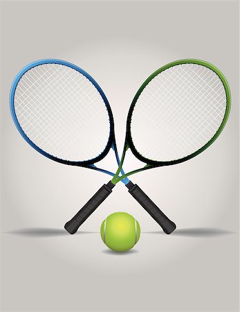 An illustration of crossed tennis racquets and a ball. Vector EPS 10 available. EPS contains gradient mesh. Stock Photo - Budget Royalty-Free & Subscription, Code: 400-07749806