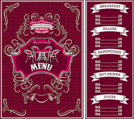bordo vector template for the cover of the menu Stock Photo - Budget Royalty-Free & Subscription, Code: 400-07749831
