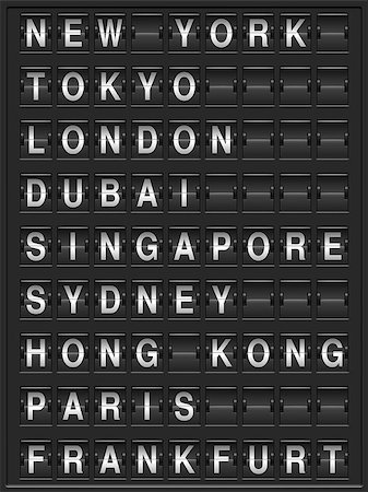 Black departure board with 9 destinations. Stock Photo - Budget Royalty-Free & Subscription, Code: 400-07749854