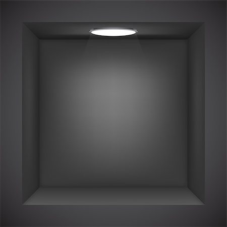 Black wall with empty niche for exhibition. Stock Photo - Budget Royalty-Free & Subscription, Code: 400-07749857