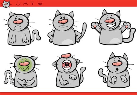 simsearch:400-07758238,k - Cartoon Illustration of Funny Cats Expressing Emotions Set Stock Photo - Budget Royalty-Free & Subscription, Code: 400-07749916