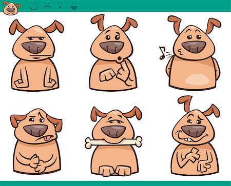 simsearch:400-07758238,k - Cartoon Illustration of Funny Dogs Expressing Emotions Set Stock Photo - Budget Royalty-Free & Subscription, Code: 400-07749921