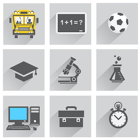 physical education - The school icon set with shadow on the gray and white background Photographie de stock - Aubaine LD & Abonnement, Code: 400-07749985