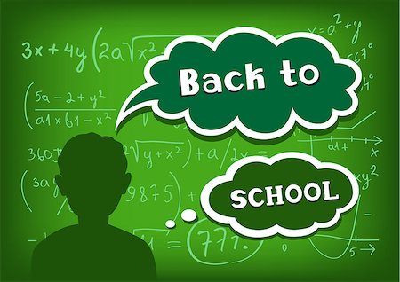 The silhouette of student who speech and thought amid the school blackboard expect back to school Stock Photo - Budget Royalty-Free & Subscription, Code: 400-07749992