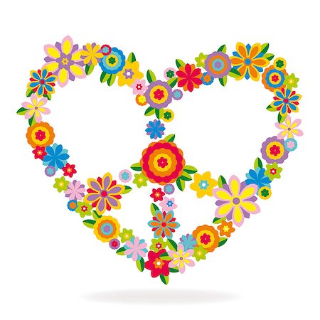 selenamay (artist) - Peace heart sign made of flowers vector illustration Stockbilder - Microstock & Abonnement, Bildnummer: 400-07754018