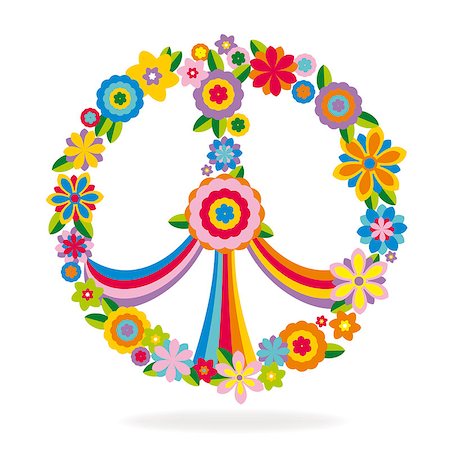 selenamay (artist) - Peace sign made of flowers vector illustration Stockbilder - Microstock & Abonnement, Bildnummer: 400-07754019