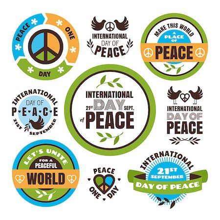 peaceful pigeon - Set of vector labels for the International Day of Peace Stock Photo - Budget Royalty-Free & Subscription, Code: 400-07754022