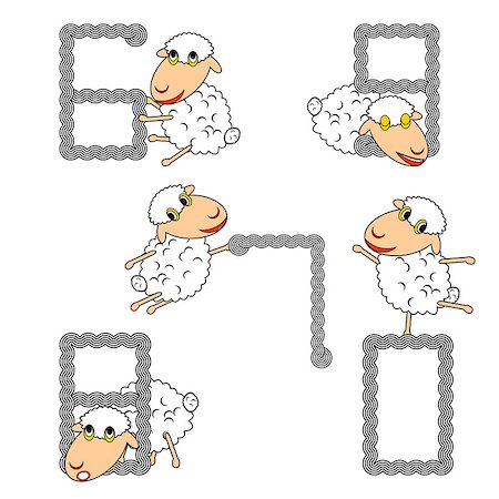 Design numbers set with funny cartoon sheep. Numbers from 6 to 0. Strip twisting lines textured font. Vector-art illustration Photographie de stock - Aubaine LD & Abonnement, Code: 400-07754222